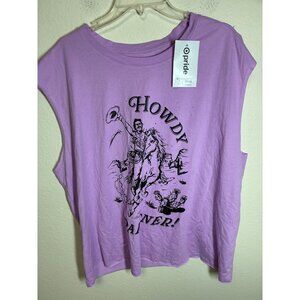 NWT Pride Muscle Tee Tank Top Howdy Partner Purple Mens Size 2X
